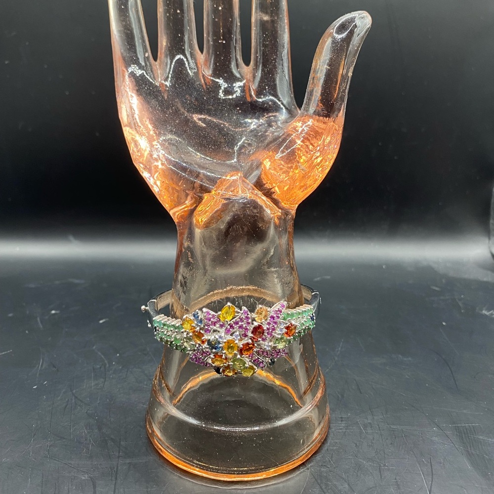 Genuine Multi-Gemstone Bangle Bracelet - image 7